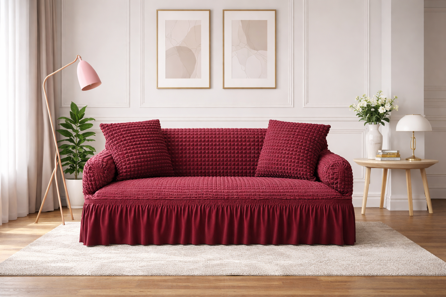 TURKISH BUBBLE SOFA COVER (MAROON)