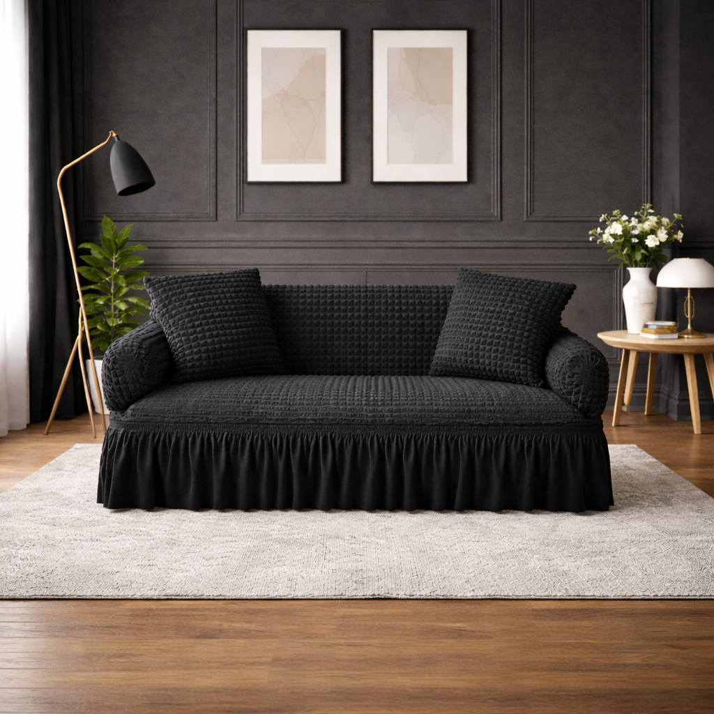 TURKISH BUBBLE SOFA COVER (BLACK)