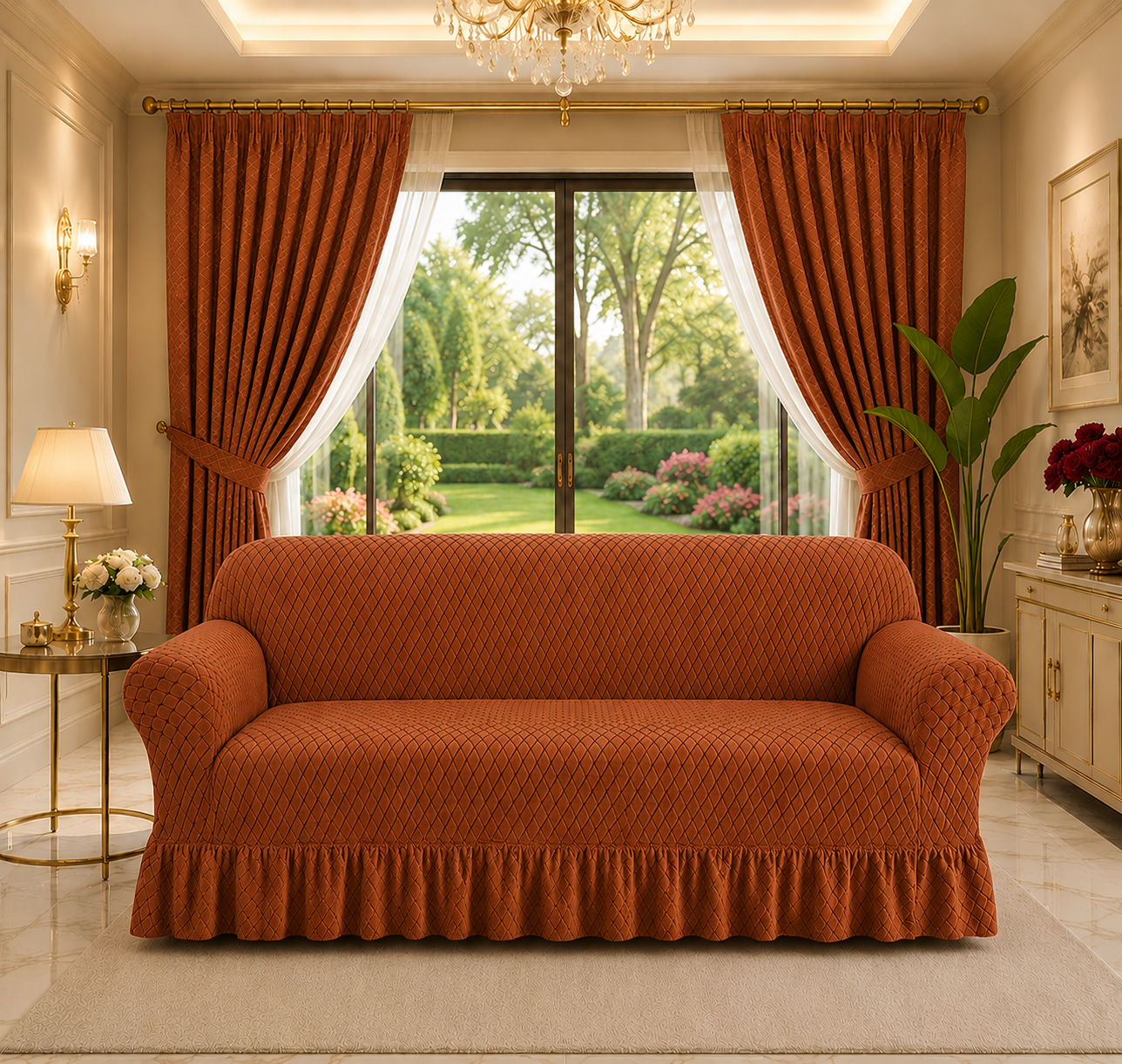 BUTTERFLY FABRIC SOFA COVER (COPPER)