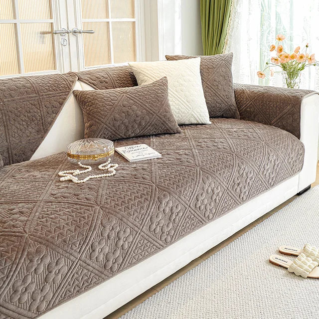 MAT ULTRASONIC SUPER SOFT SOFA COVERS BROWN