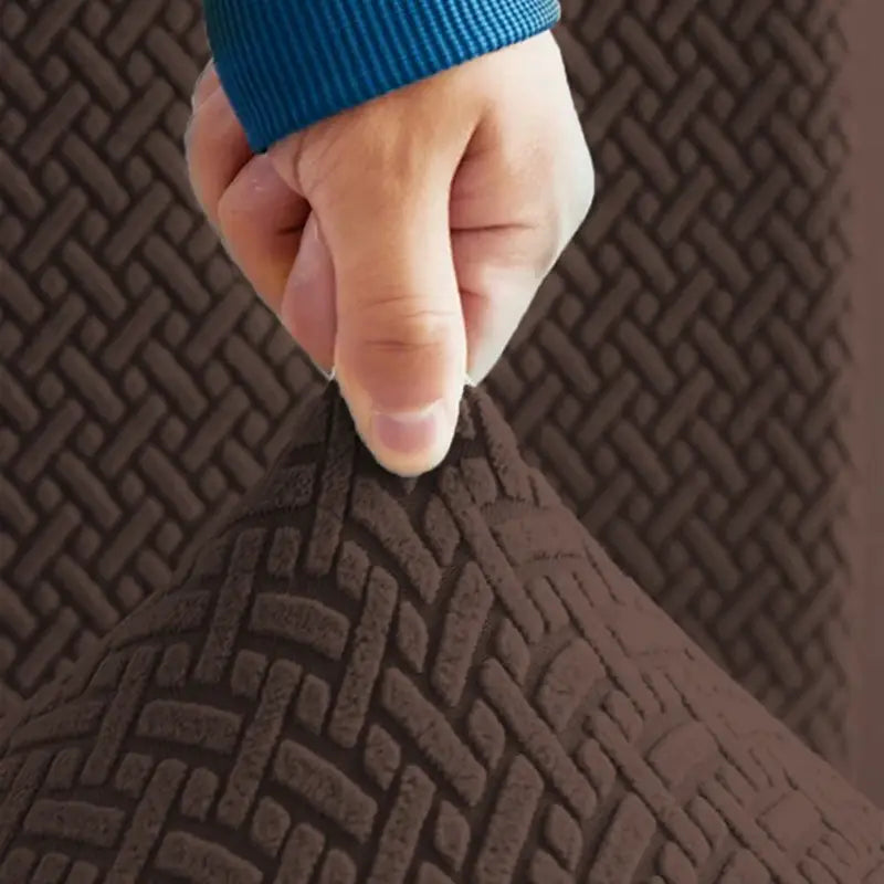 Strip Jacquard Sofa Cover (Brown)