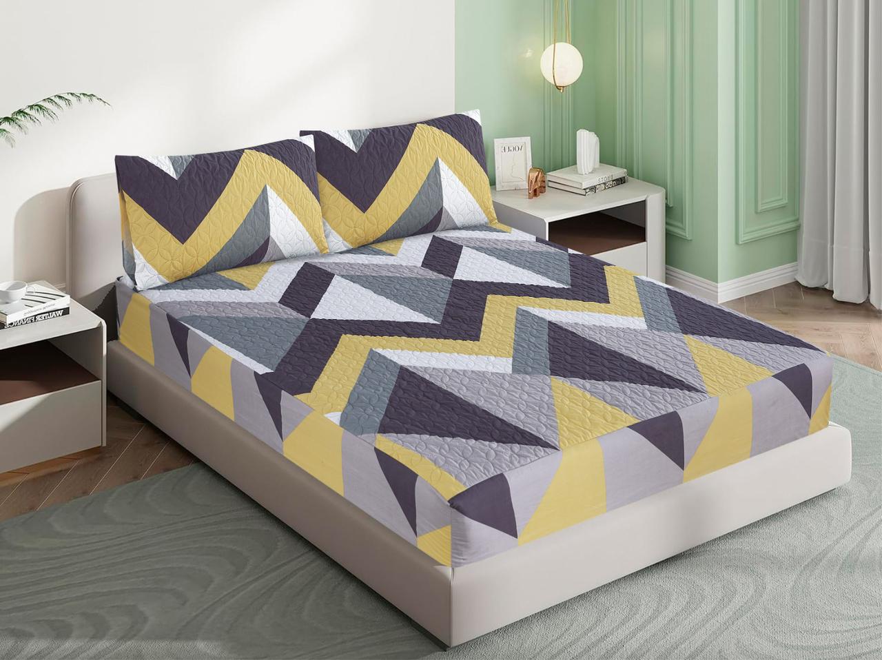 Mat Printed Quilted Ultrasonic 100% Waterproof Fitted Bed Sheet With Pillow