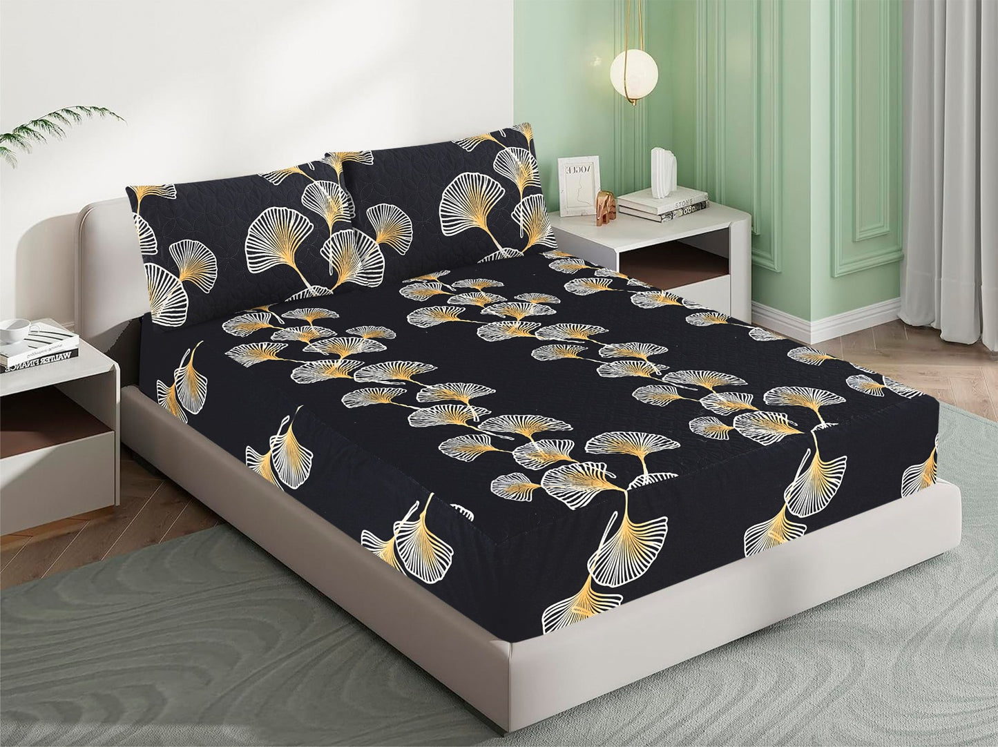 Mat Printed Quilted Ultrasonic 100% Waterproof Fitted Bed Sheet With Pillow