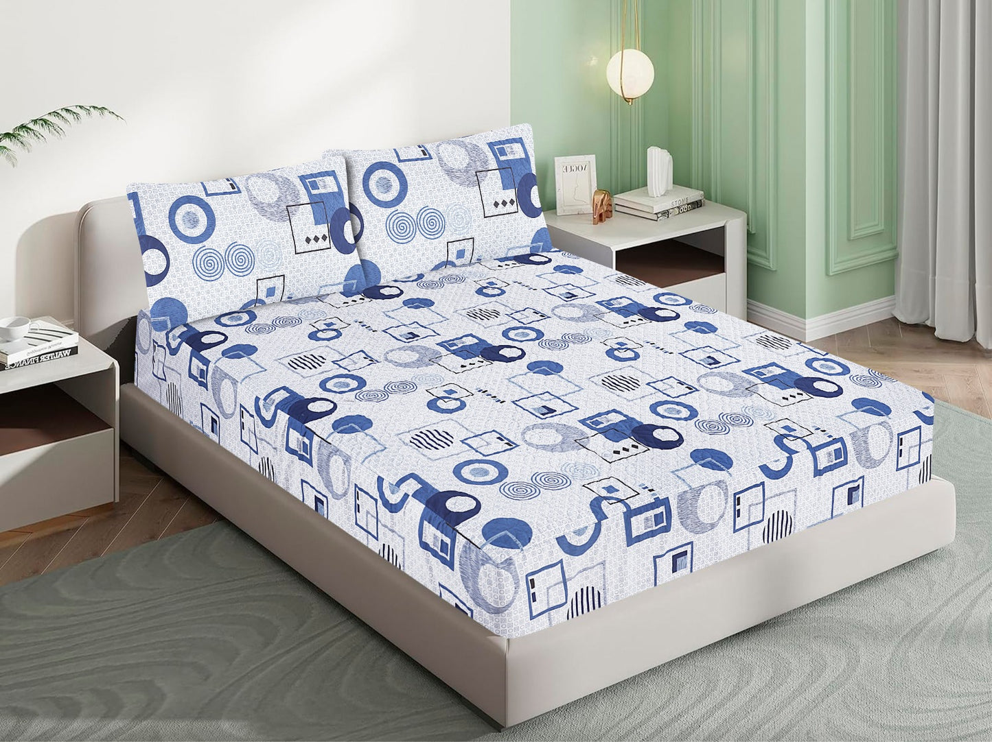 Mat Printed Quilted Ultrasonic 100% Waterproof Fitted Bed Sheet With Pillow