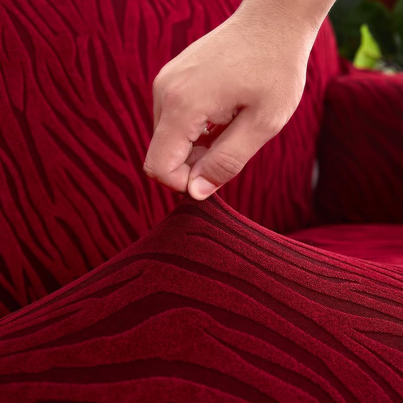 Zebra Velvet Sofa Cover (Mahroon)