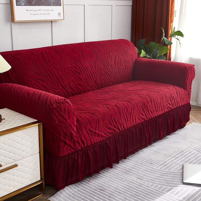 Zebra Velvet Sofa Cover (Mahroon)