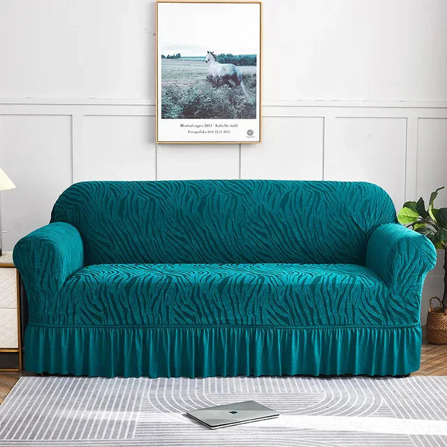 Zebra Velvet Sofa Cover (Zinc)