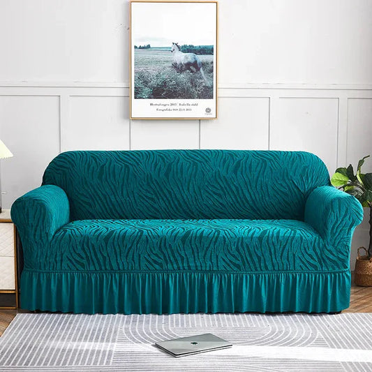 Zebra Velvet Sofa Cover (Zinc)
