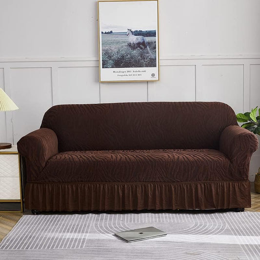 Zebra Velvet Sofa Cover (Brown)