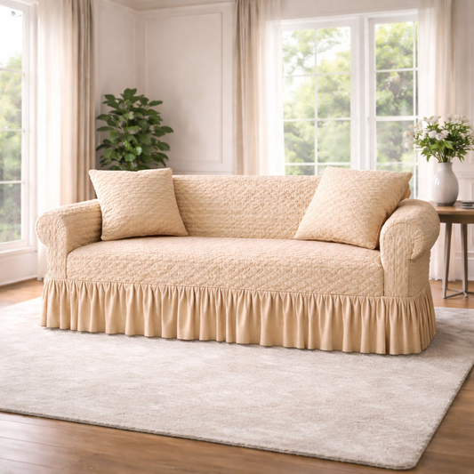 BUTTERFLY FABRIC SOFA COVER (BEIGE)