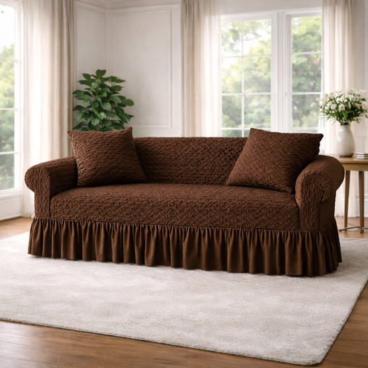 BUTTERFLY FABRIC SOFA COVER (BROWN)