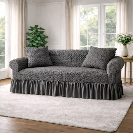BUTTERFLY FABRIC SOFA COVER (GREY)