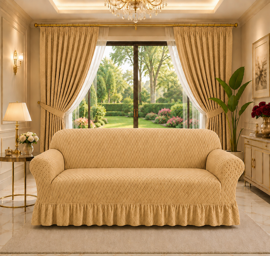 BUTTERFLY FABRIC SOFA COVER (BEIGE)
