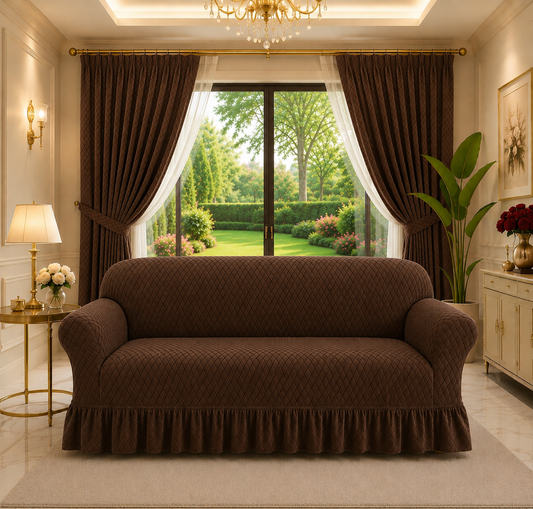 BUTTERFLY FABRIC SOFA COVER (BROWN)
