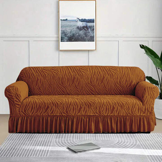 Zebra Velvet Sofa Cover (Copper)