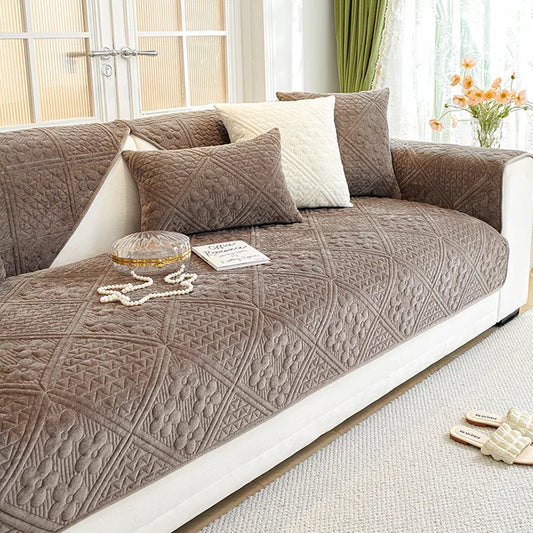 MAT ULTRASONIC SUPER SOFT SOFA COVERS BROWN