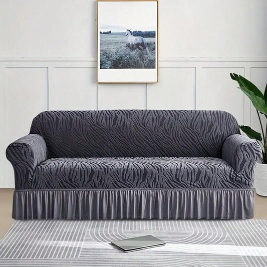 Zebra Velvet Sofa Cover (Grey)