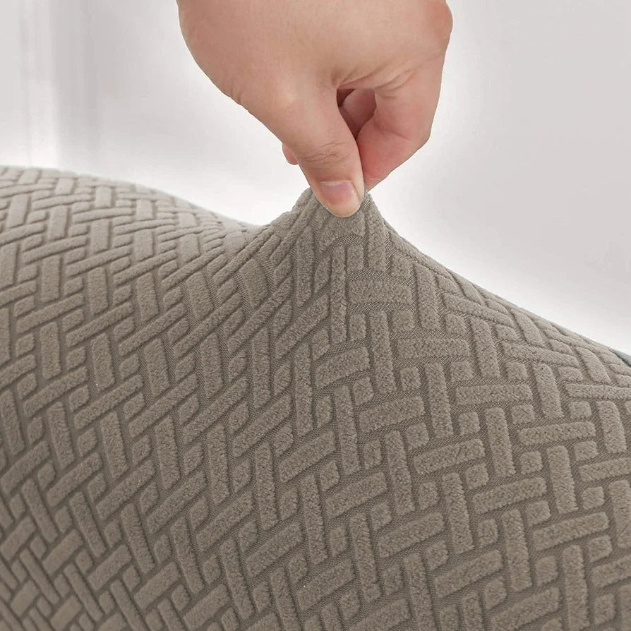 Strip Jacquard Sofa Cover (Beige)