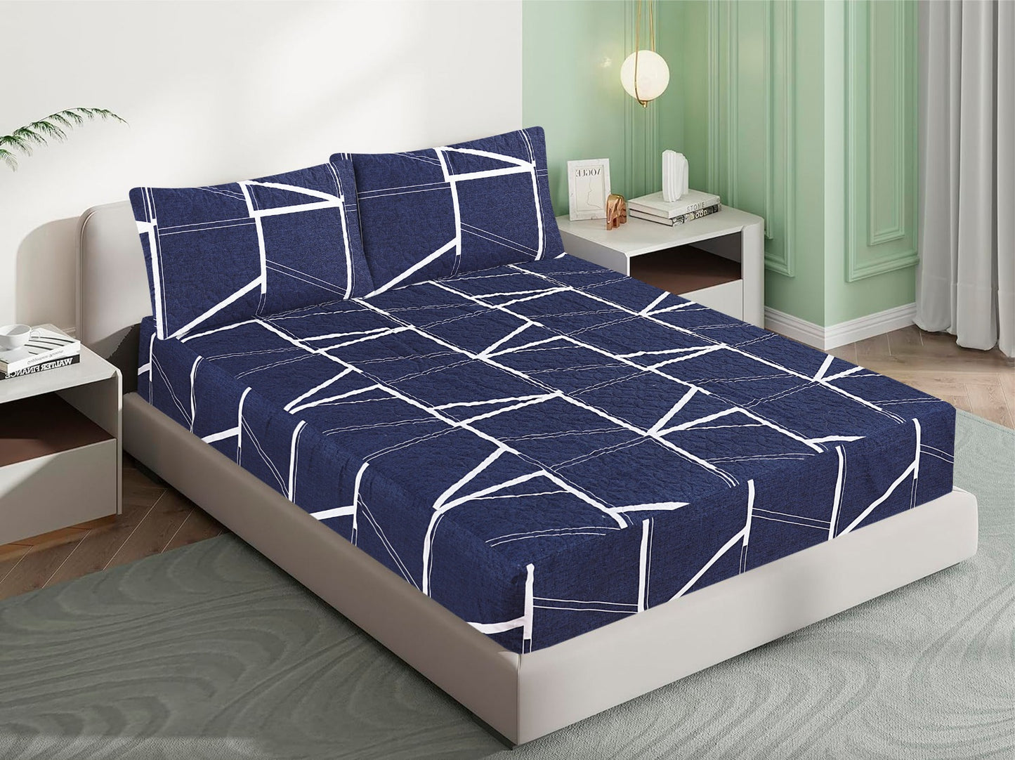 Mat Printed Quilted Ultrasonic 100% Waterproof Fitted Bed Sheet With Pillow