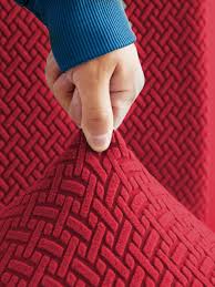 Strip Jacquard Sofa Cover (Red)