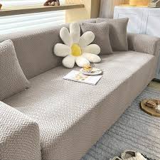 Strip Jacquard Sofa Cover (Beige)